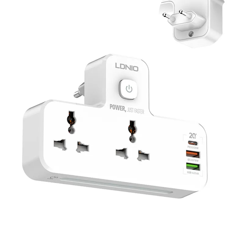 Picture of USB wireless strip power socket with light multi-function converter Mobile tablet fast charge LED night light 850° Safety and flame retardant 1*TYPE-C PD3.0/20W 1*USB-A/QC3.0/18W 1*USB-A/2.4A European standard